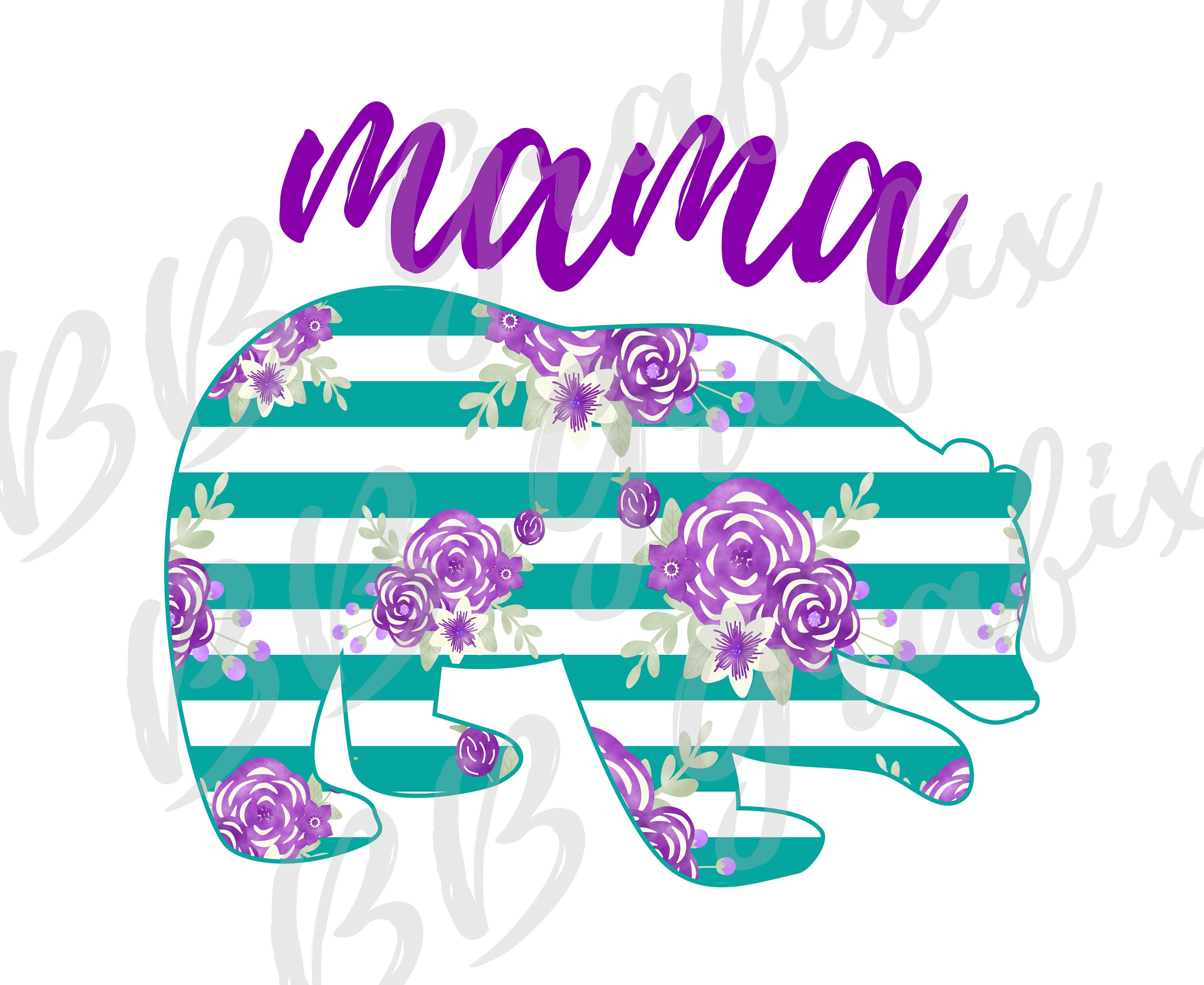 Digital Download PNG FILE Pink Burlap Mama Bear