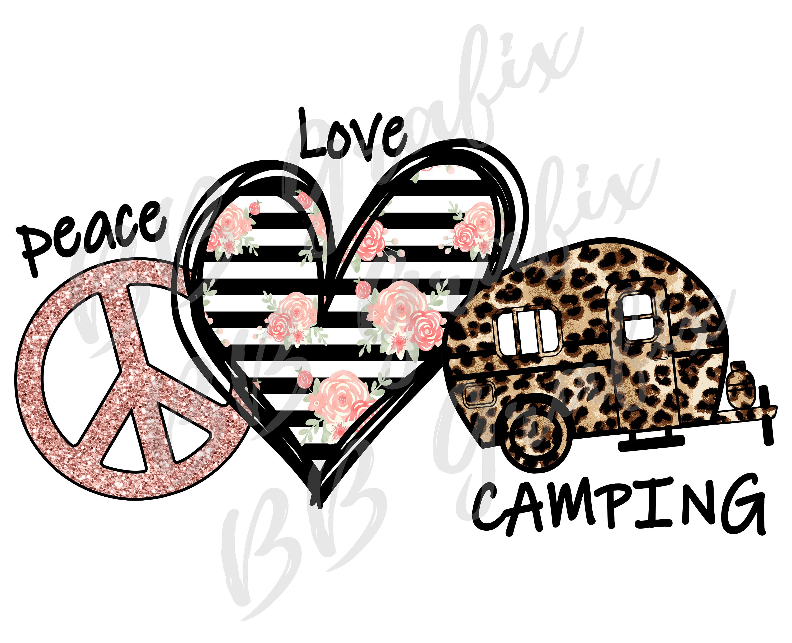 Digital Png File Peace Love Camping 