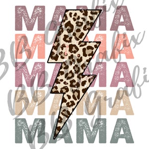 Digital Png File Mama Stacked Distressed Cheetah Leopard Bolt Printable Waterslide Iron On  Sublimation Design INSTANT DOWNLOAD