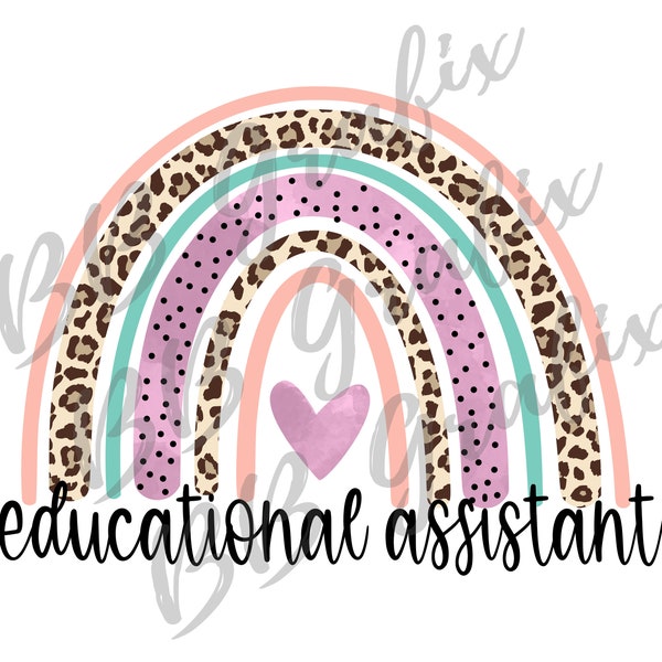 Digital Png File Educational Assistant Rainbow Leopard Cheetah Heart Printable Waterslide Sublimation Design INSTANT DOWNLOAD