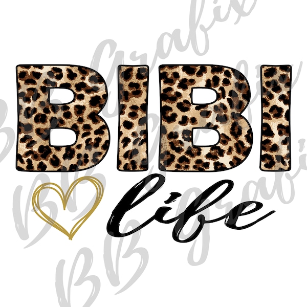 Digital Png File - Bibi Life Leopard Cheetah - Gold Heart - Clip Art   Printable Sublimation Design - INSTANT DOWNLOAD