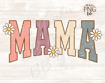 Digital Png File Mama Distressed Daisy Clip Art Printable Waterslide  Dtf Dtg Sublimation Design INSTANT DOWNLOAD