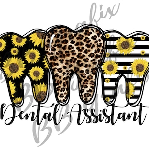 Arquivo PNG digital para assistente de dentista, dente, dentes, leopardo, chita, girassol, impressão, toboágua, design de sublimação, DOWNLOAD INSTANTÂNEO