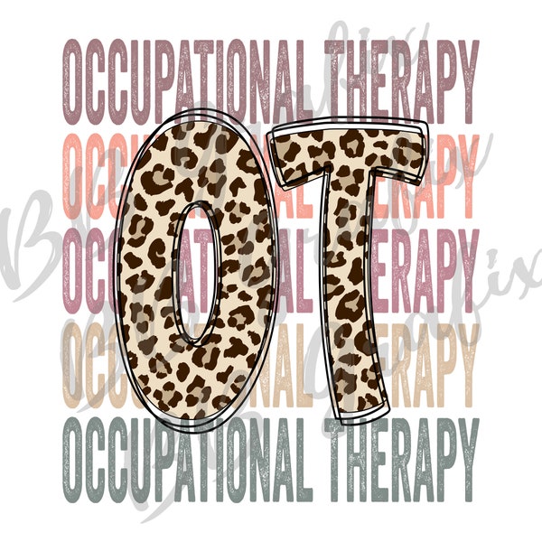 Digital Png File Occupational Therapy OT Stacked Cheetah Leopard Printable Waterslide Iron On Sublimation Design INSTANT DOWNLOAD