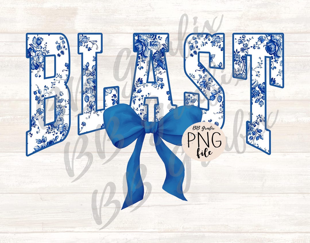 Digital Png File Blast Floral Toile Blue Water Color Coquette Bow Clip ...