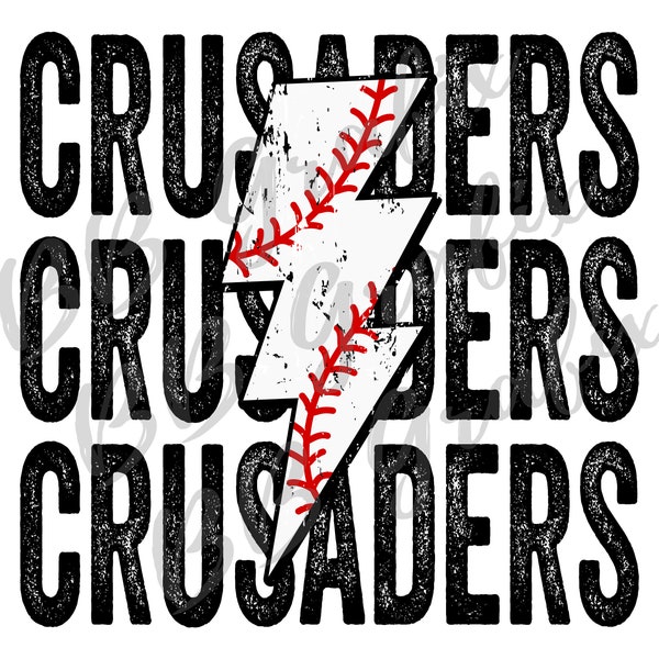 Digital Png File Crusaders Baseball Stacked Distressed Lightning Bolt Printable Waterslide Iron On Sublimation Design INSTANT DOWNLOAD