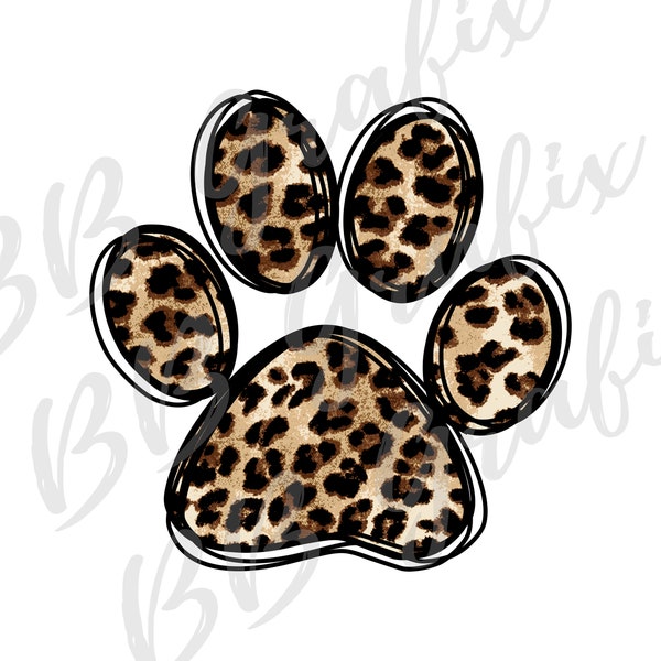 Digital Png File - Paw Print Leopard Cheetah Clip Art Waterslide Sticker Dtg Dtf  Sublimation Printable Design - INSTANT DOWNLOAD