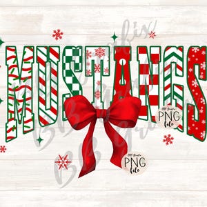 Digital Png File Mustangs Retro Christmas Snowflake Coquette Bow Design INSTANT DOWNLOAD