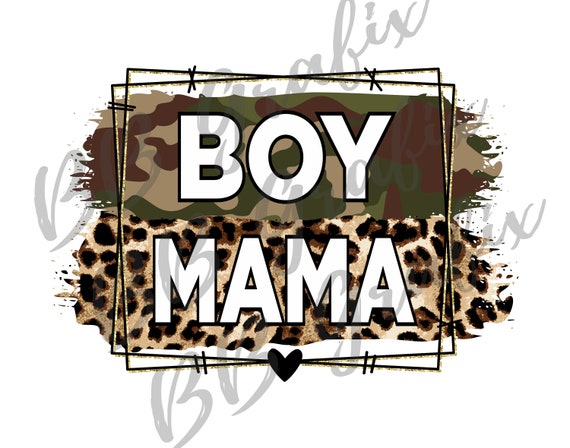 Digital Png File Boy Mama Leopard Cheetah Camo Brush Stroke