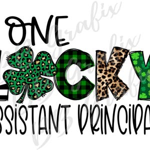 Fichier numérique Png One Lucky Assistant Principal Leopard Shamrock Plaid Guépard Imprimable St Patty Sublimation Design Art TÉLÉCHARGEMENT IMMÉDIAT