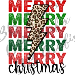 Digital Png File Merry Christmas Stacked Distressed Leopard Bolt Printable  Waterslide  Sublimation Design INSTANT DOWNLOAD