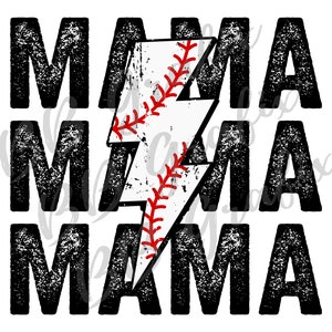 Digitale Png-Datei Baseball T-Ball Mama Stacked Distressed Blitz Bolt Mom Druckbare Wasserschiebefolie Aufbügeln Sublimation Design INSTANT DOWNLOAD