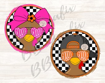 Digitale Png-Datei 2 separate Designs Truthahn lustig niedlichen Herbst Thanksgiving Checker Bundle Druckbare Dtf Dtg Sublimation SOFORTIGER DOWNLOAD