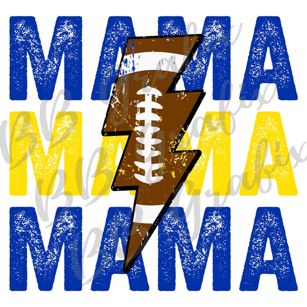 Digital Png File Football Mama Stacked Distressed Lightning Bolt Printable Waterslide Iron On  Sublimation Design INSTANT DOWNLOAD