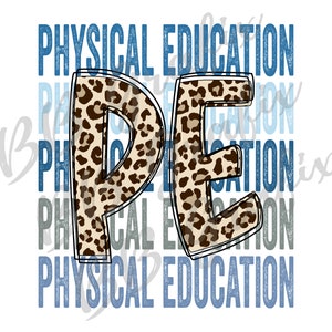 Digital Png File Physical Education Stacked Cheetah Leopard Back to School Phys Ed Printable Waterslide Sublimation Design INSTANT DOWNLOAD