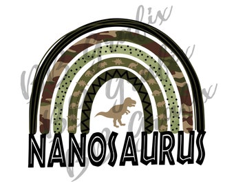 Digital Png File Nanosaurus Camo Dinosaur T-rex Dino Rainbow Printable Nano Clip Art Waterslide Sticker Sublimation Design INSTANT DOWNLOAD