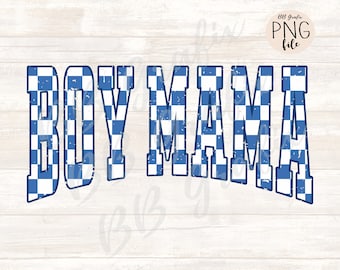 Digital Png File Boy Mama Distressed Checker Retro Printable Dtf Dtg Waterslide Sublimation Design INSTANT DOWNLOAD