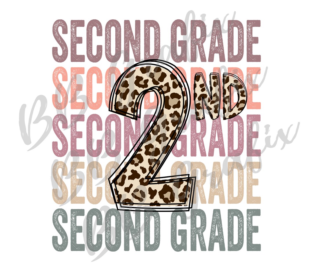 Digital Png File Second Grade 2nd Stacked Cheetah Leopard Teacher ...