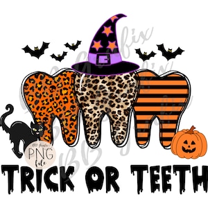 Fichier numérique Png astuce dentiste ou dents Trio de dents Halloween sorcière citrouille chat toboggan aquatique imprimable sublimation Dtf TÉLÉCHARGEMENT IMMÉDIAT