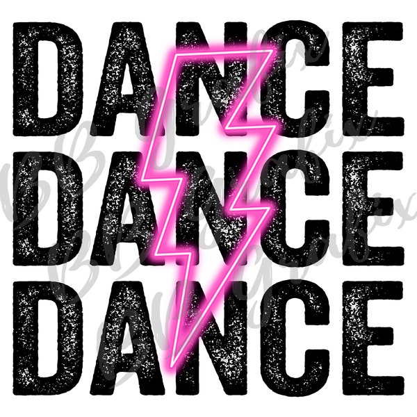 Digital Png File Dance Stacked Neon Lightning Bolt Printable Iron On Sticker Clip Art Waterslide  Sublimation Design INSTANT DOWNLOAD