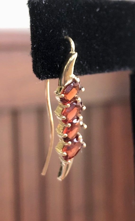 Vintage 14K Gold and Garnet Dangle Earrings - image 2