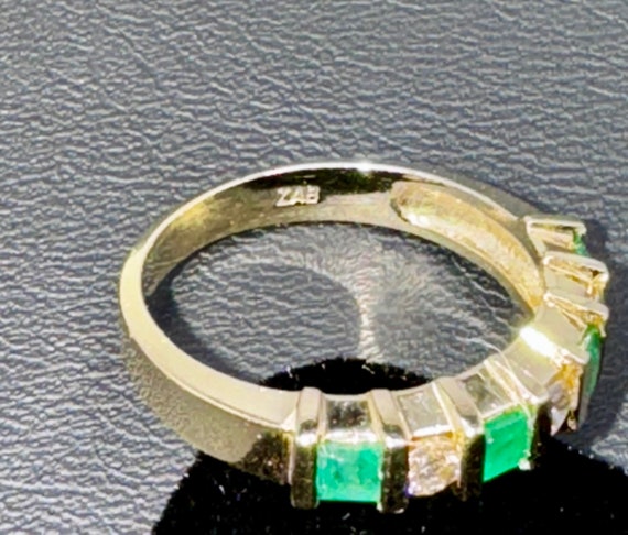 14K Gold, Diamond and Emerald Ring - Vintage - SI… - image 6