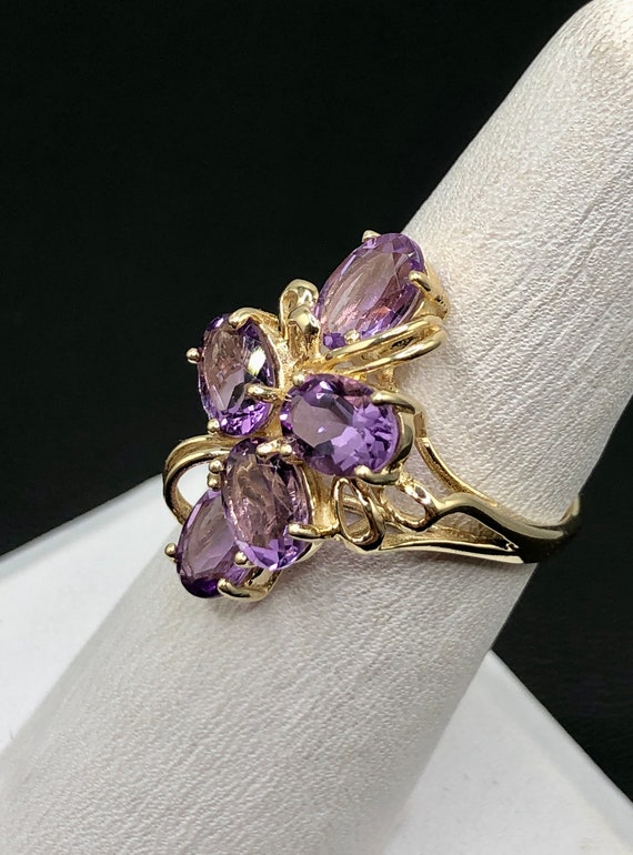 10K Gold and Amethyst Ring - Vintage - SIZE 7 - image 3