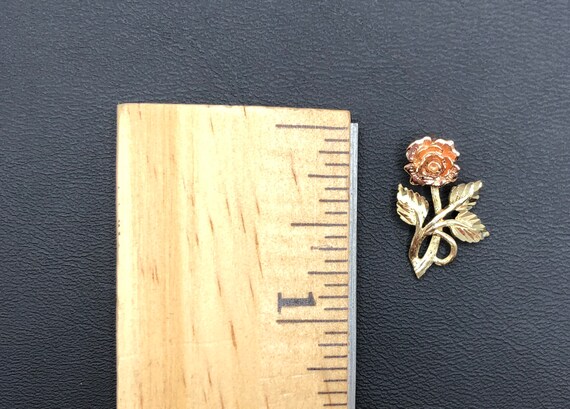 Vintage 14K Yellow and Rose Gold Rose Pendant - image 8