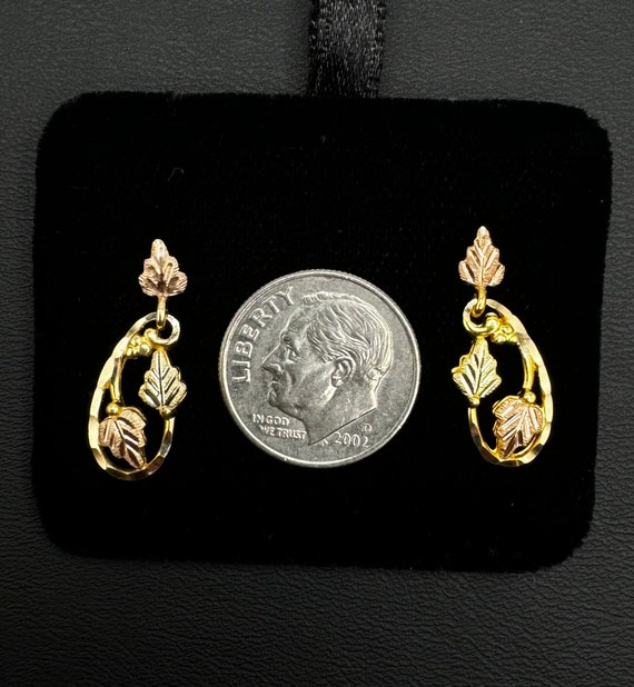 RL Stamped 12K and 10K Black Hills Gold Dangle Ea… - image 8