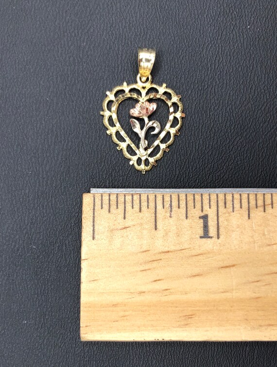 Vintage 14K Yellow, White and Rose Gold Heart and… - image 8