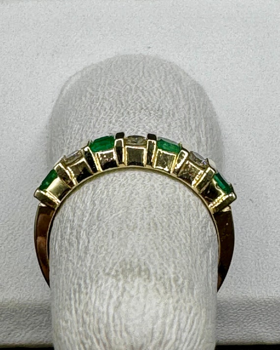 14K Gold, Diamond and Emerald Ring - Vintage - SI… - image 4