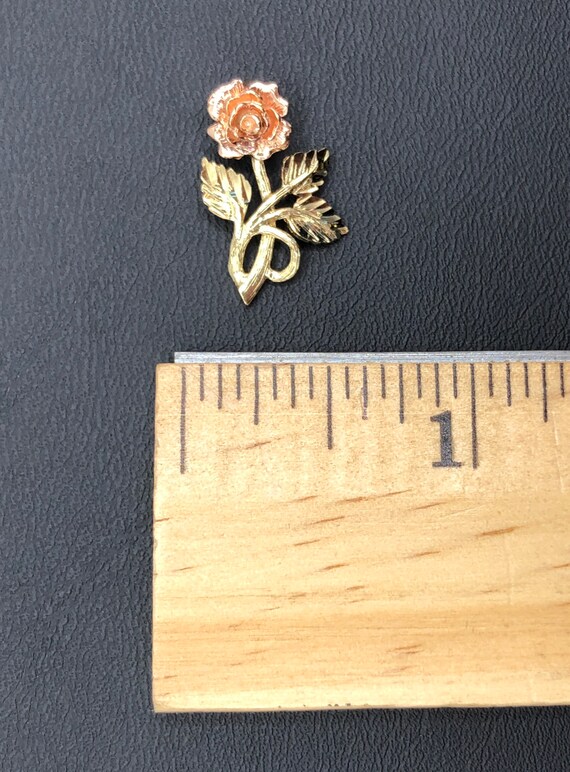 Vintage 14K Yellow and Rose Gold Rose Pendant - image 9