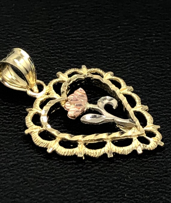 Vintage 14K Yellow, White and Rose Gold Heart and… - image 2
