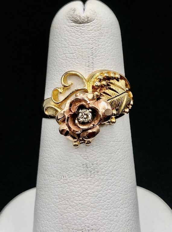 Beautiful Vintage Coleman 10K Black Hills Gold Ring With Pink Gold