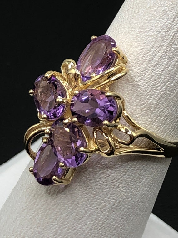 10K Gold and Amethyst Ring - Vintage - SIZE 7 - image 5