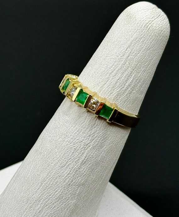 14K Gold, Diamond and Emerald Ring - Vintage - SI… - image 3
