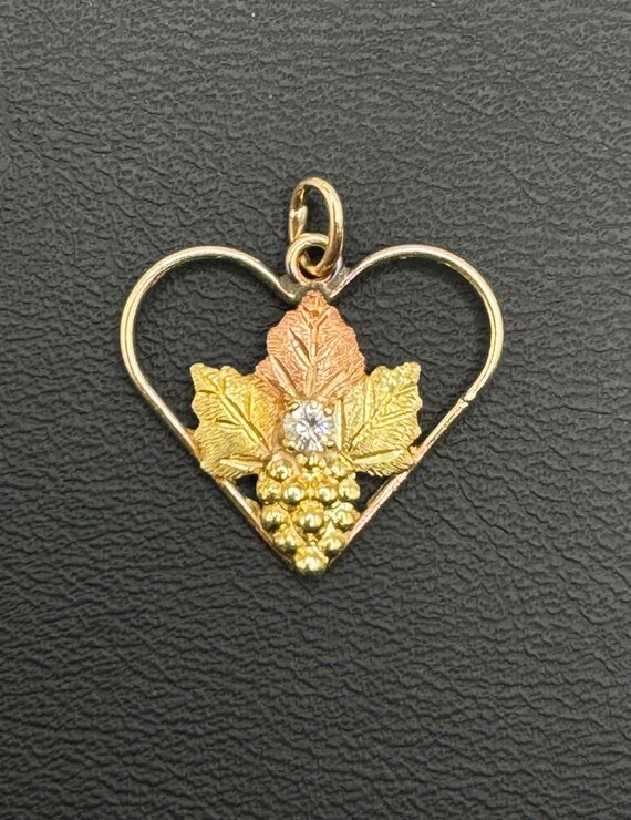 Vintage Landstrom 10K Black Hills Gold and Diamond Heart Pendant Etsy