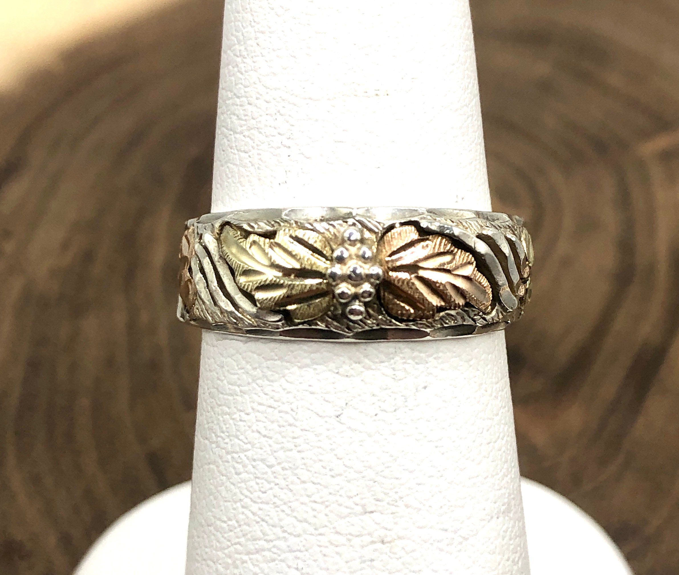 Vintage RL Stamped 12K Black Hills Gold & Sterling Silver Ring - Etsy