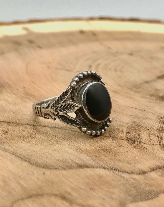 Vintage Southwestern Black Onyx | Sterling Silver… - image 4