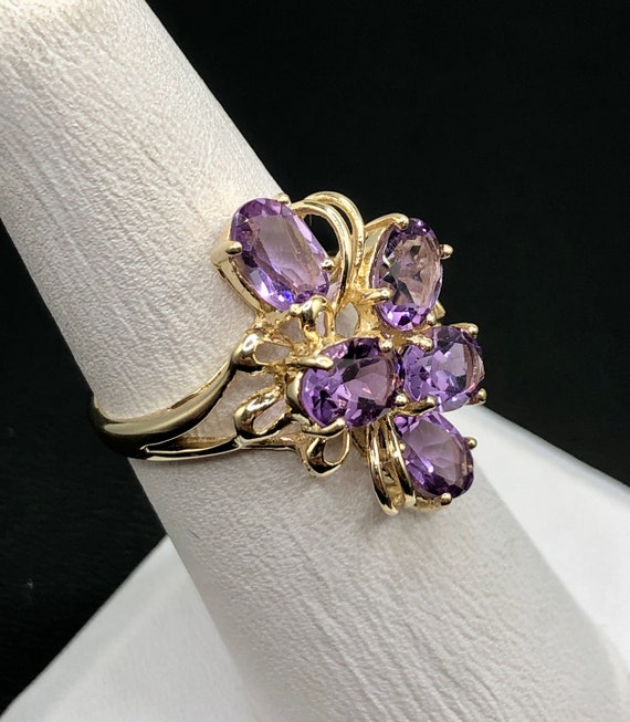 10K Gold and Amethyst Ring - Vintage - SIZE 7 - image 2