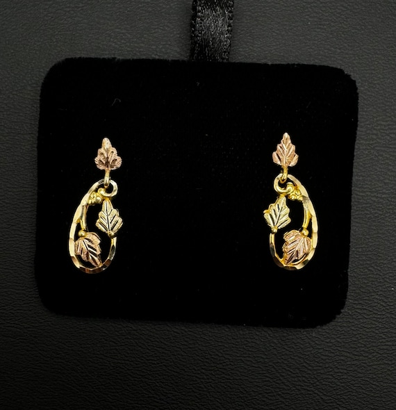 RL Stamped 12K and 10K Black Hills Gold Dangle Ea… - image 1