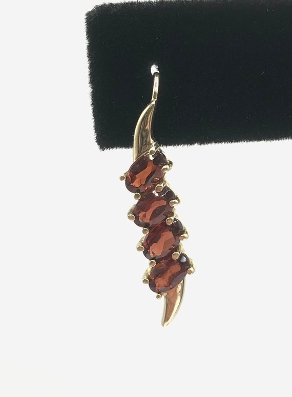 Vintage 14K Gold and Garnet Dangle Earrings - image 5