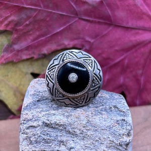 Vintage Black Onyx | Cubic Zirconia | Sterling Silver Ring