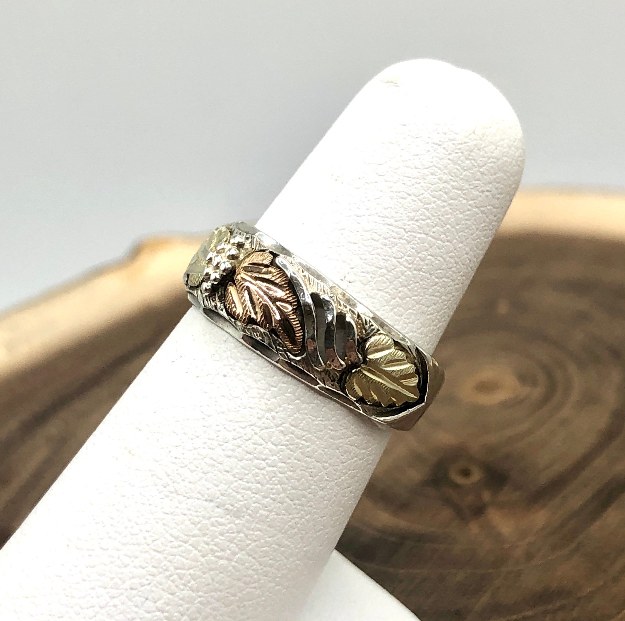 Vintage RL Stamped 12K Black Hills Gold & Sterling Silver Ring - Etsy