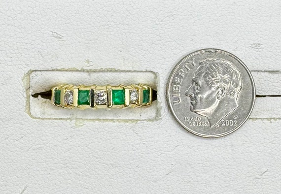 14K Gold, Diamond and Emerald Ring - Vintage - SI… - image 9