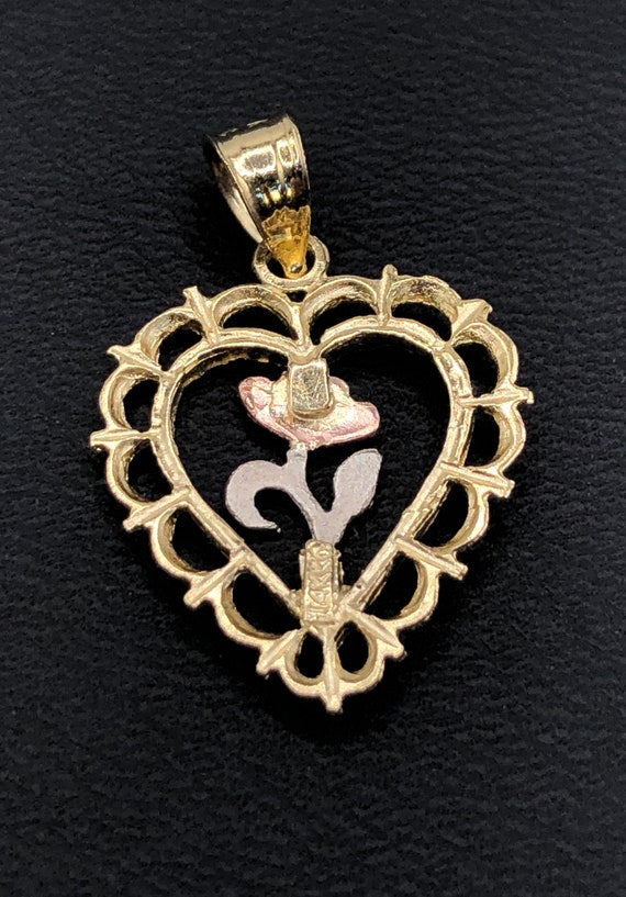 Vintage 14K Yellow, White and Rose Gold Heart and… - image 3