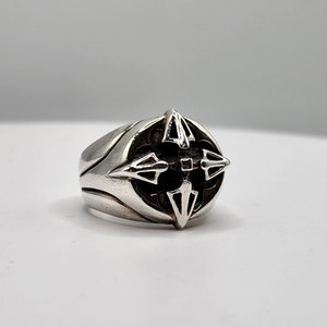 Vintage Sterling Silver Compass Style Ring Size 10 1/2