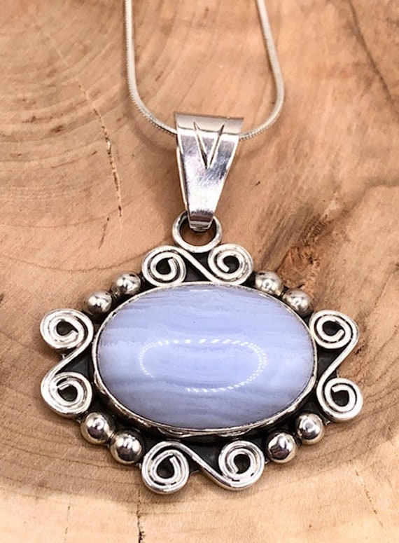 Vintage Sterling Silver Pendant With Agate