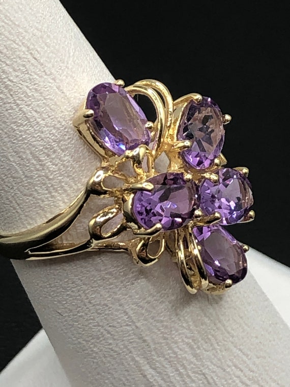10K Gold and Amethyst Ring - Vintage - SIZE 7 - image 4