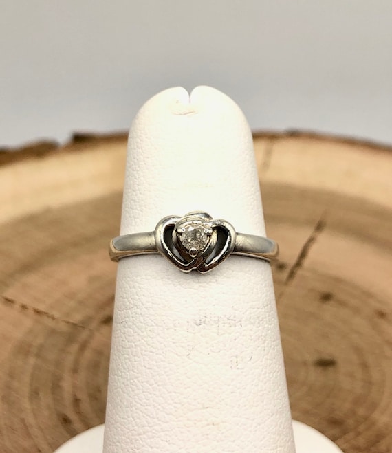 Vintage Diamond | Sterling Silver Heart Ring SIZE 